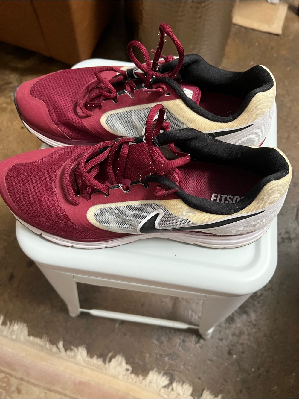 Nike Maroon and White Running Sneakers